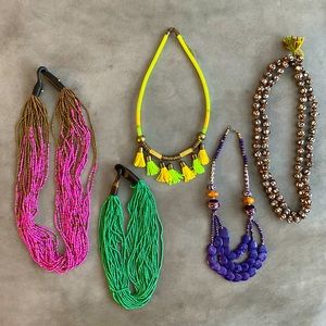 Set of 5 Artisan Necklaces India Jewelry Handmade Beaded Necklaces Colorful